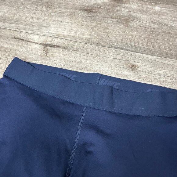 Nike Athletic Dri-Fit Mid Rise Fitted Spandex Shorts Navy Blue Women’s Size M - Picture 3 of 9